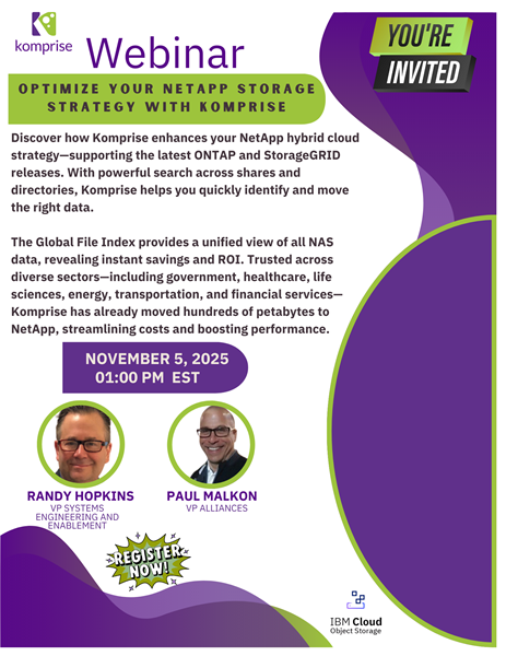 Join Us for a NETAPP Webinar on November 5, 2020 @ 1pm EST  Register here- <a href=